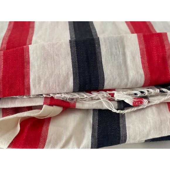 Vintage Fabric Red White Navy Stripe Quilting Sewing Cloth Cotton ~208 X 36 AS I - Picture 4 of 16